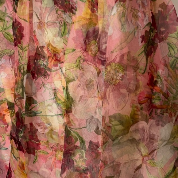 ALICE +OLIVIA CHARA MIXED MEDIA STRECH MESH PANELED SIZE 10 color floral - Picture 5 of 12